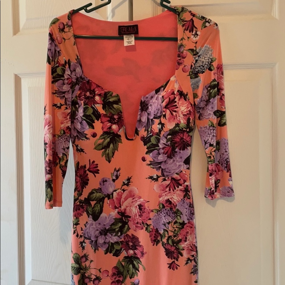 Bodycon Midi Flower Dress Small πΈ - Picture 2 of 7